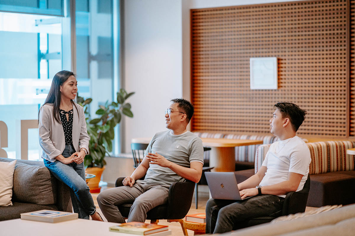 Colleagues discussing financial strategy